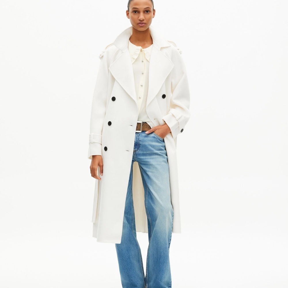 The Kooples White Double-Breasted Trench Coat - Picture 4 of 7
